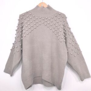 1.4.3. Story by Line Up Gray Pompom Soft Knit Pullover Turtleneck Sweater